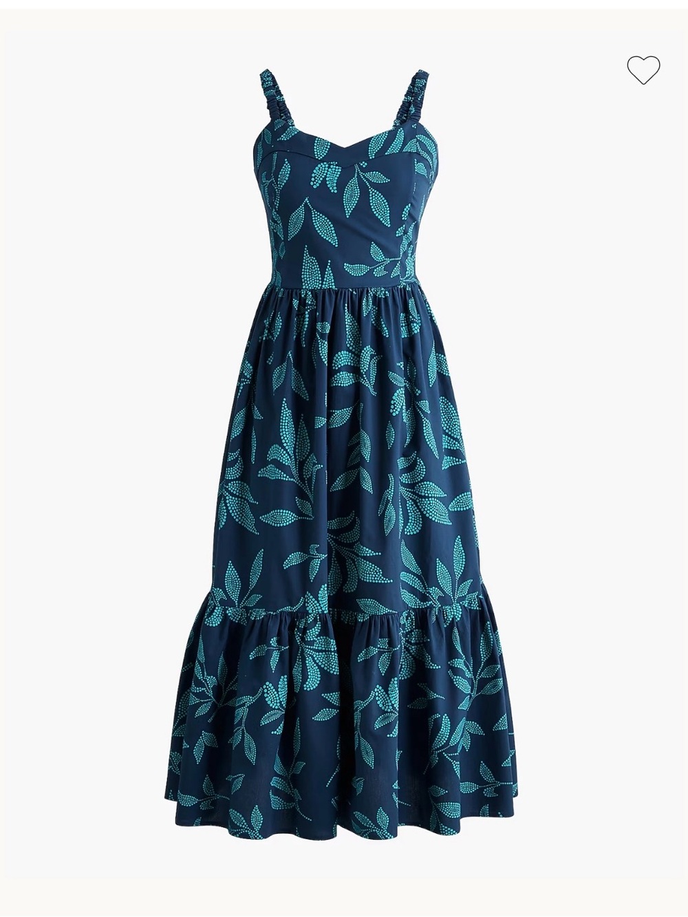 J. Crew Factory Navy Blue Dress with Teal Leaf Print